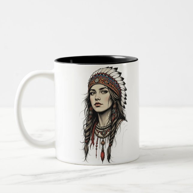 Tribal Queen Wild Soul Two-Tone Coffee Mug Zweifarbige Tasse (Links)