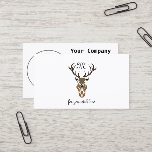 Tribal Red Stag Monogram Visitenkarte (Vorderseite/Rückseite Beispiel)