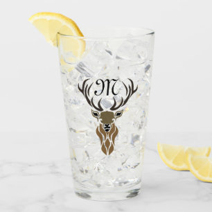 Tribal Red Stag Monogramm Glas