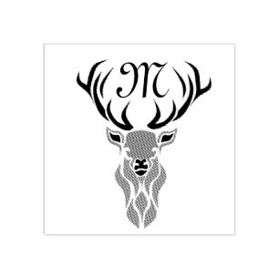 Tribal Red Stag Monogramm Gummistempel