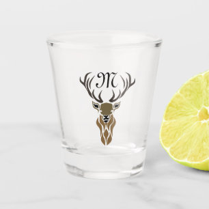 Tribal Red Stag Monogramm Schnapsglas