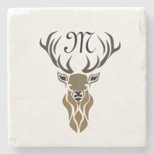 Tribal Red Stag Monogramm Steinuntersetzer