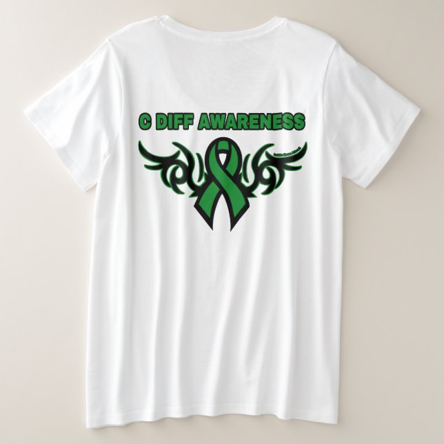 Tribal Ribbon...C Diff Große Größe T-Shirt (Design Rückseite)