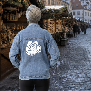 Tribal Rose White Jeansjacke