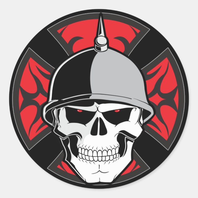 Tribal Round Cross Skull Runder Aufkleber (Vorderseite)