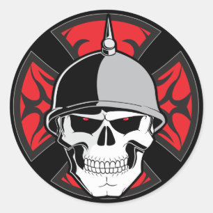 Tribal Round Cross Skull Runder Aufkleber