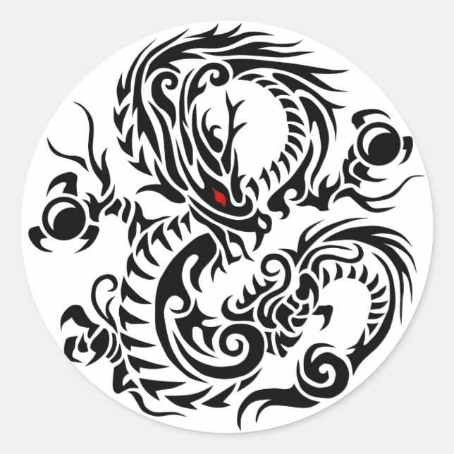 tribal ryuu 4 runder aufkleber (Vorderseite)