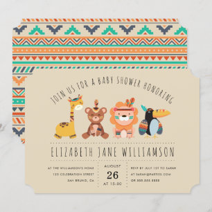 Tribal Safari Animals   Boy Baby Shower Party Einladung