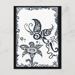 Tribal-Schmetterling in schwarzer Tinte auf der Po Postkarte