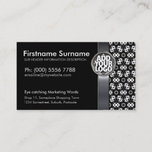 Tribal Schwarz-weiß Batik mit Logos Business Card Visitenkarte