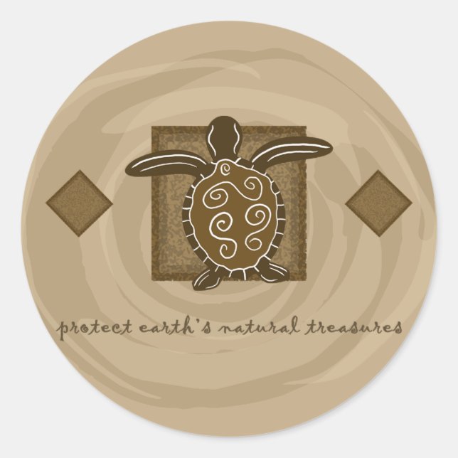 Tribal Sea Turtle Runder Aufkleber (Vorderseite)