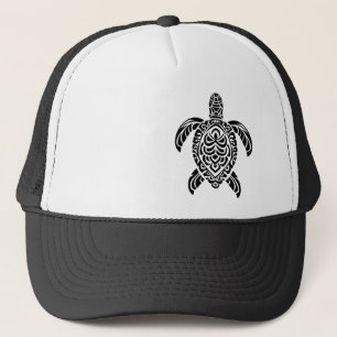 Tribal Sea Turtle, schwarz und auf links Truckerkappe