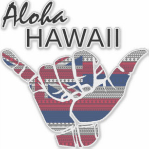TRIBAL SHAKA (HANG LOOSE) ALOHA HAWAII HI FLAG DRK AUFKLEBER