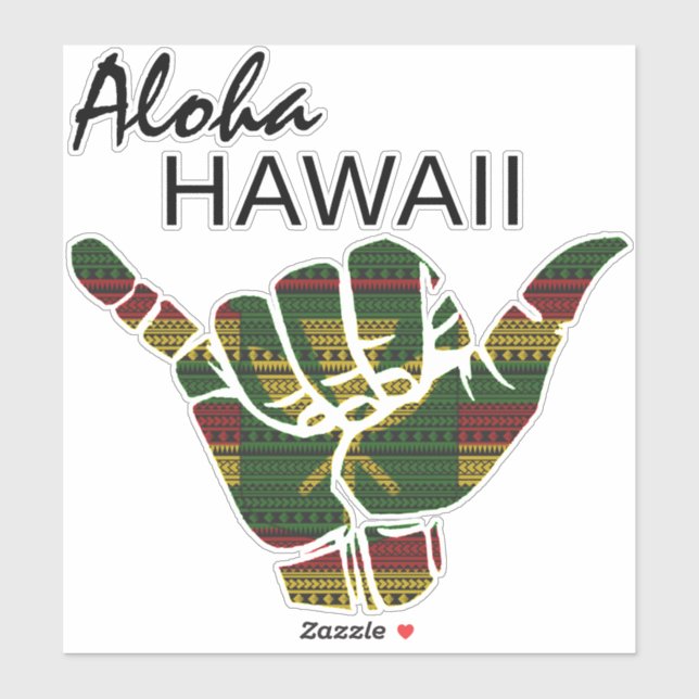 TRIBAL SHAKA (HANG LOOSE) ALOHA HAWAII KANAKA DRK AUFKLEBER (Blatt)