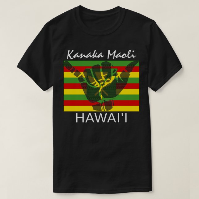 TRIBAL SHAKA (HANG LOOSE) Kānaka Maoli HI FLAG BG T-Shirt (Design vorne)