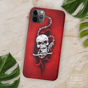Tribal Skull Barbed Wire Red Grunge Tattoo Case-Mate iPhone Hülle