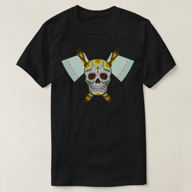 Tribal Skull Dual Ax 3 T-Shirt (Design vorne)
