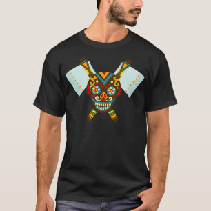Tribal Skull Dual Ax T-Shirt