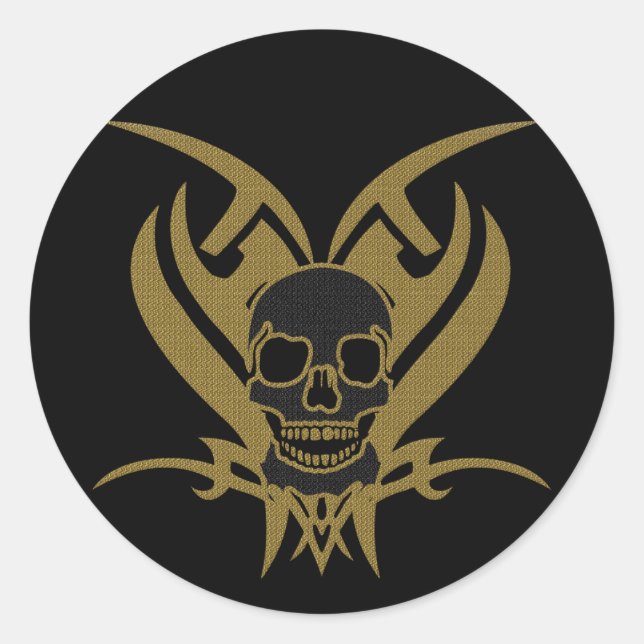 TRIBAL SKULL RUNDER AUFKLEBER (Vorderseite)