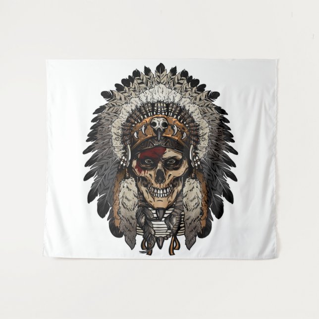 Tribal Skull Wandteppich (Vorderseite (Horizontal))