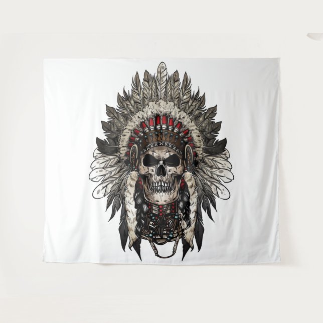 Tribal Skull Wandteppich (Vorderseite (Horizontal))
