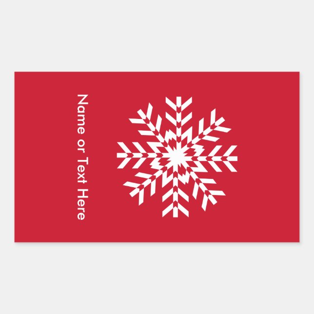 Tribal Snowflake Geometrie Weihnachtsrot Rechteckiger Aufkleber (Vorderseite)