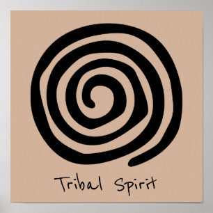 Tribal Spirit Slogan Spiral Petroglyph Stamm Poster