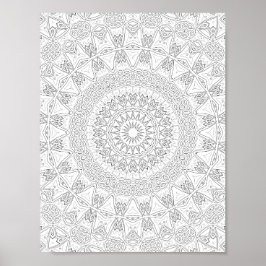 Tribal Starburst Coloring Page Pattern Artwork Poster