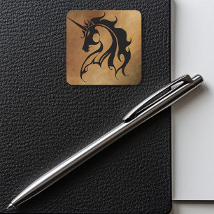 Tribal Stone Unicorn Quadratischer Aufkleber