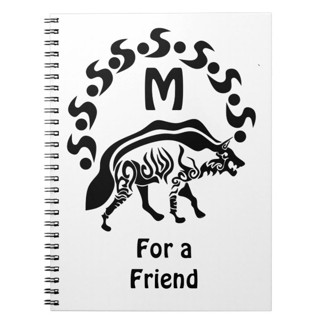 Tribal Strip Hyena Monogram Notizblock (Vorderseite)