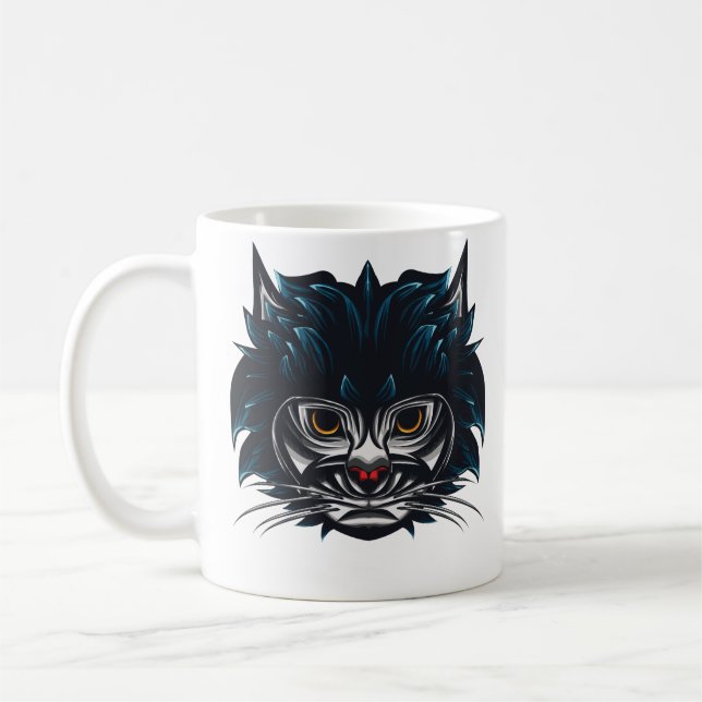 Tribal Style Angry Cat Kaffeetasse (Links)
