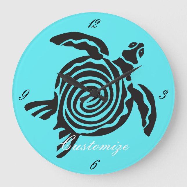 Tribal Style Turtle Thunder_Cove Große Wanduhr (Vorderseite)