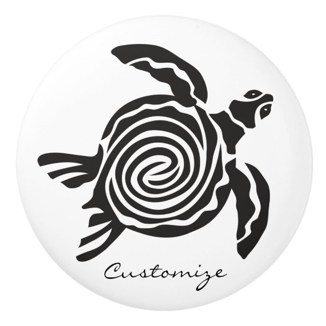 Tribal Style Turtle Thunder_Cove Keramikknauf (Vorderseite)