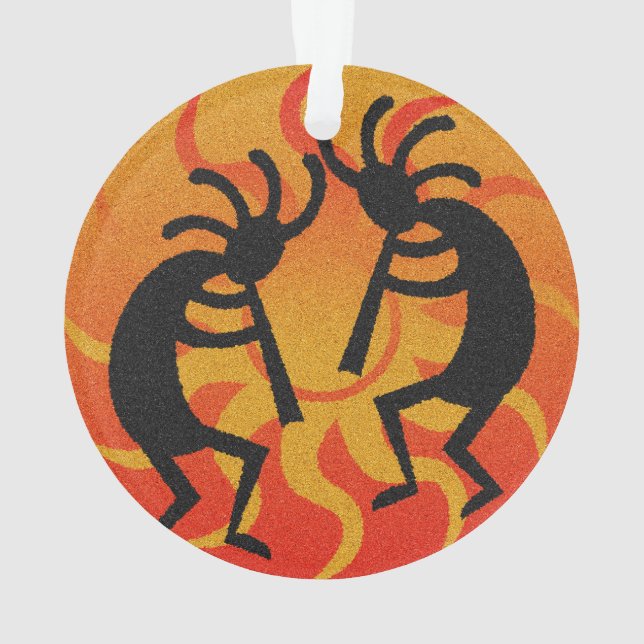 Tribal Sun Dancing Kokopelli Südwestweihnacht Ornament (Rückseite)
