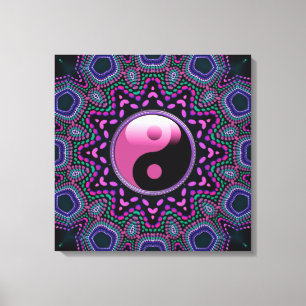 Tribal Sun Pink Yin Yang Wrapped Canvas Leinwanddruck
