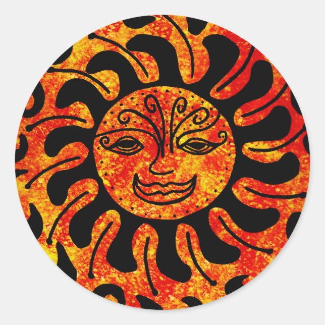 Tribal Sun Runder Aufkleber (Vorderseite)