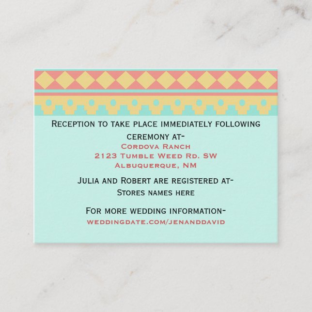 Tribal Sun Southwestern Wedding Card Begleitkarte (Vorderseite)