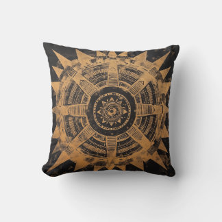 Tribal Sunburst Mandala Pillow Kissen