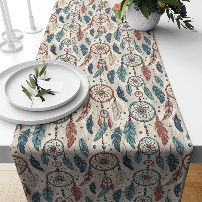 Tribal Table Runner mit Dreamcatcher-Symbol Großer Tischläufer (Tribal Table Runner with Dreamcatcher Symbol)