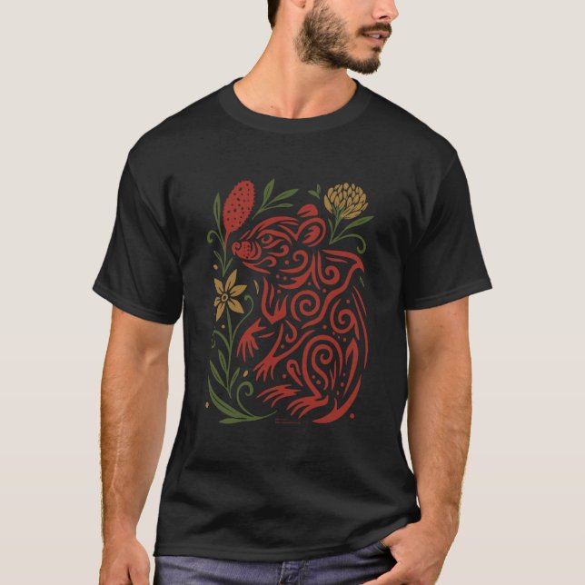 Tribal Tasmanian Devil with Native Flora T-Shirt (Vorderseite)