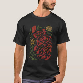 Tribal-Tasmanischer Teufel mit einheimischer Flora T-Shirt