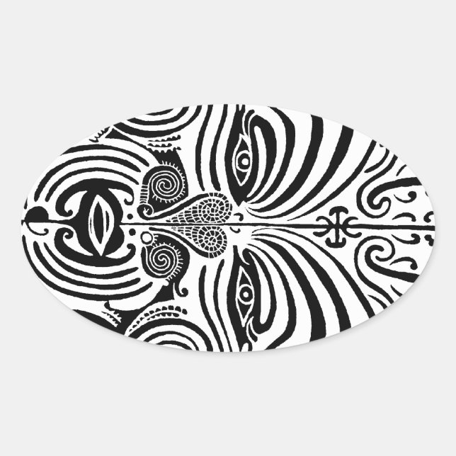 Tribal Tattoo Design - Neuseeland Maori Ovaler Aufkleber (Vorderseite)