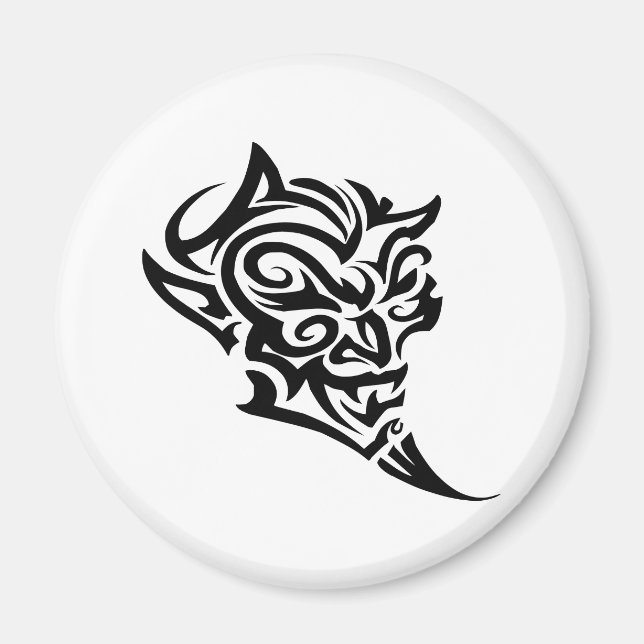 Tribal Tattoo Devil Face Satan Magnet (Vorne)