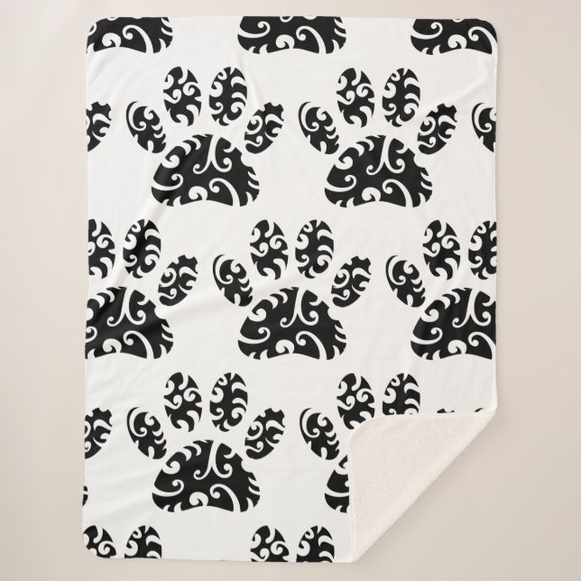 Tribal Tattoo Dog Paw Print Pattern Sherpadecke (Vorderseite)