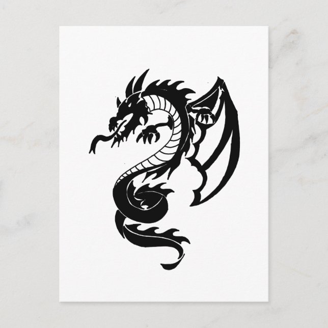 Tribal Tattoo Dragon Postkarte (Vorderseite)