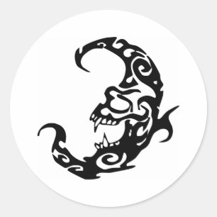 Tribal Tattoo Evil Moon Runder Aufkleber