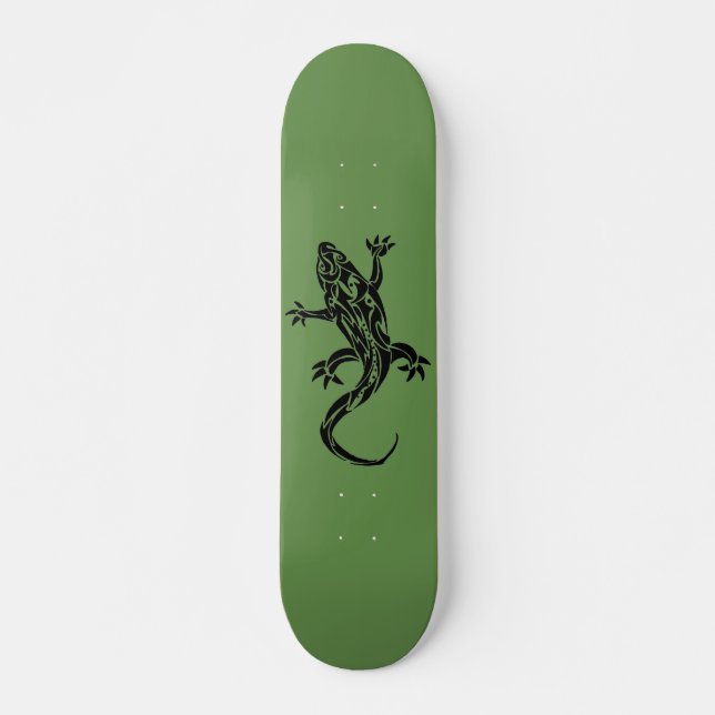 Tribal Tattoo Gecko Green Skateboard (Vorne)
