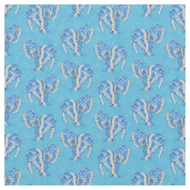 Tribal Tattoo Manatees Ocean Blue Stoff (Nahaufnahme)