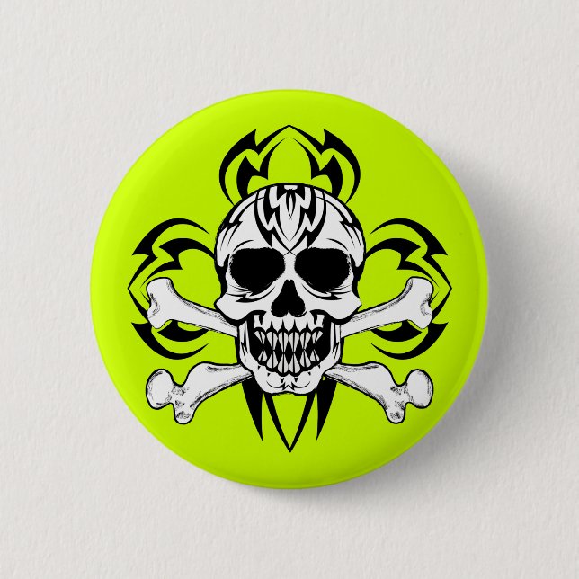 Tribal Tattoo Skull Button (Vorderseite)