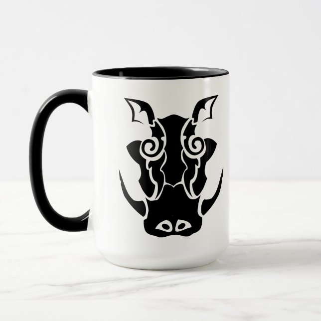 Tribal Tattoo Style Boar Head Tasse (Links)
